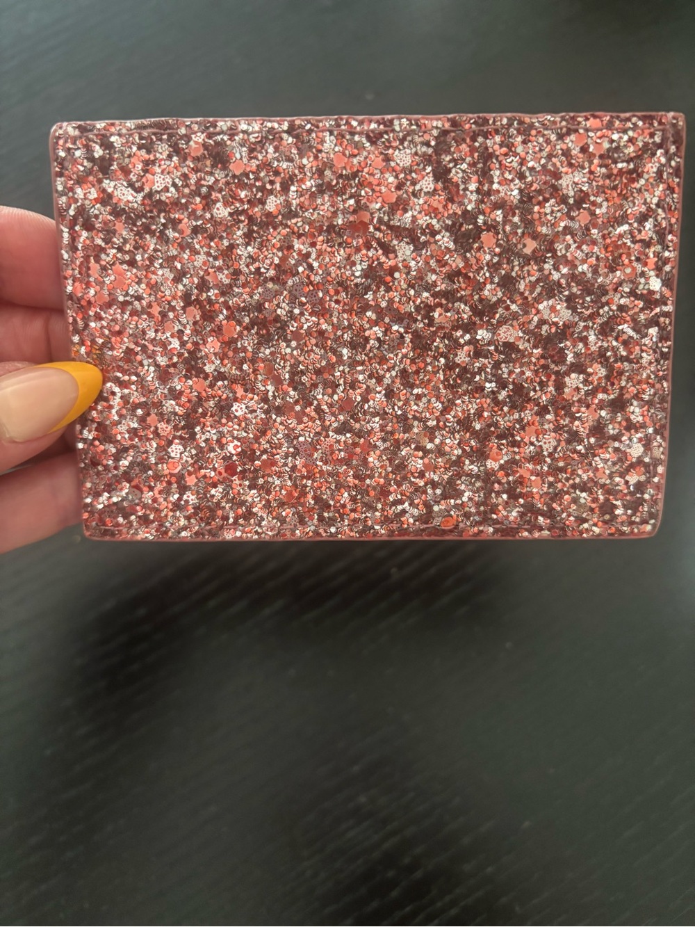 kate spade chunky glitter dusty pink Leather Card Case